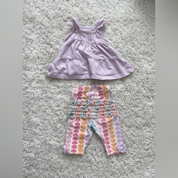 3/$30 Ruffle Butts Baby Girl Purple Heart 2 Piece Set, Size 6-12 Months - Picture 3 of 6